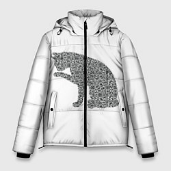 Куртка зимняя мужская QR Кот Версия 2, цвет: 3D-черный