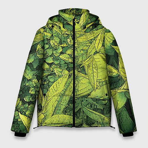 Мужская зимняя куртка Растительная жизнь - Хоста / 3D-Черный – фото 1