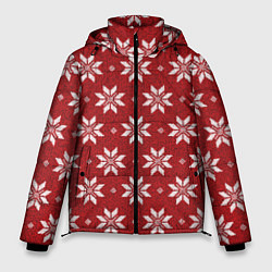 Куртка зимняя мужская Снежный орнамент, цвет: 3D-красный