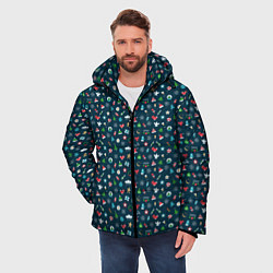 Куртка зимняя мужская Christmas Background, цвет: 3D-черный — фото 2