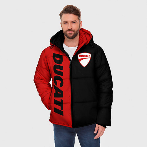 Мужская зимняя куртка DUCATI BLACK RED BACKGROUND / 3D-Светло-серый – фото 3