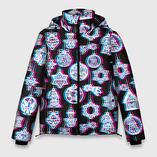 Мужская зимняя куртка Новогодний глюк / 3D-Черный – фото 1
