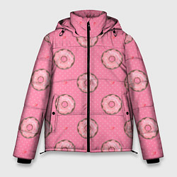 Куртка зимняя мужская Розовые пончики паттерн, цвет: 3D-красный