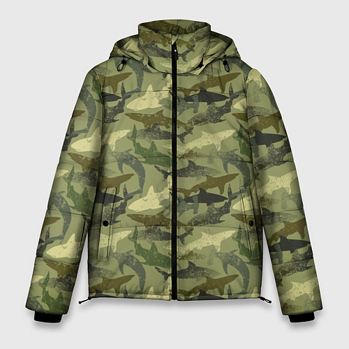 Мужская зимняя куртка Камуфляж из Акул / 3D-Черный – фото 1