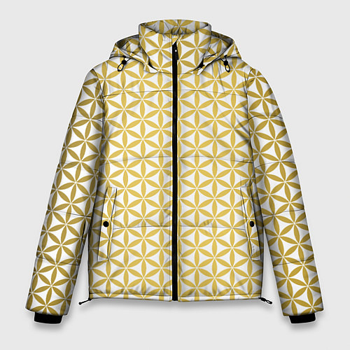 Мужская зимняя куртка Цветок Жизни золото / 3D-Черный – фото 1