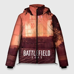 Куртка зимняя мужская Battlefield 2042 - Песочные часы, цвет: 3D-красный
