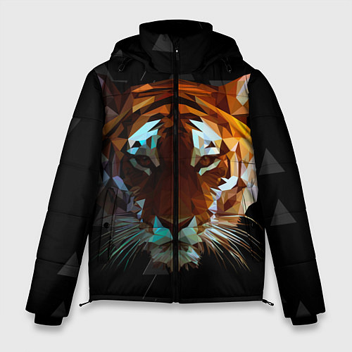 Мужская зимняя куртка Тигр стиль Low poly / 3D-Красный – фото 1