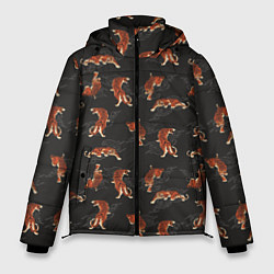 Куртка зимняя мужская Тигр-хищник в облаках, цвет: 3D-красный