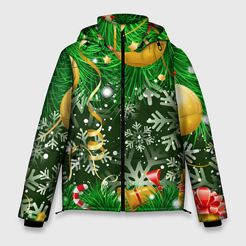 Мужская зимняя куртка Новогоднее Настроение Елка / 3D-Черный – фото 1