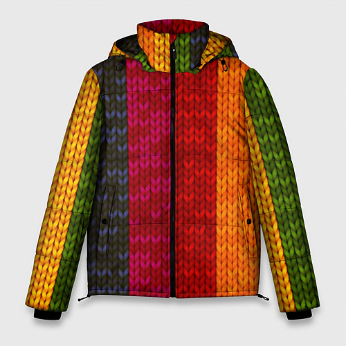 Мужская зимняя куртка Вязаная радуга / 3D-Черный – фото 1