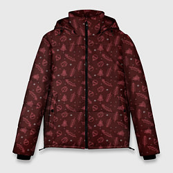 Куртка зимняя мужская НОВОГОДНИЙ БОРДОВЫЙ ПАТТЕРН, цвет: 3D-красный