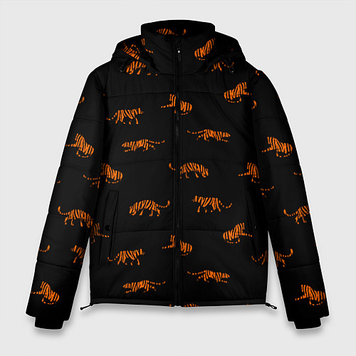 Мужская зимняя куртка Тигры паттерн Tigers pattern / 3D-Красный – фото 1