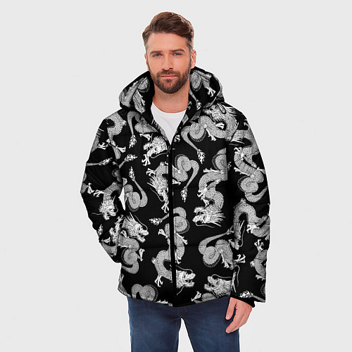 Мужская зимняя куртка Драконыdragon / 3D-Светло-серый – фото 3
