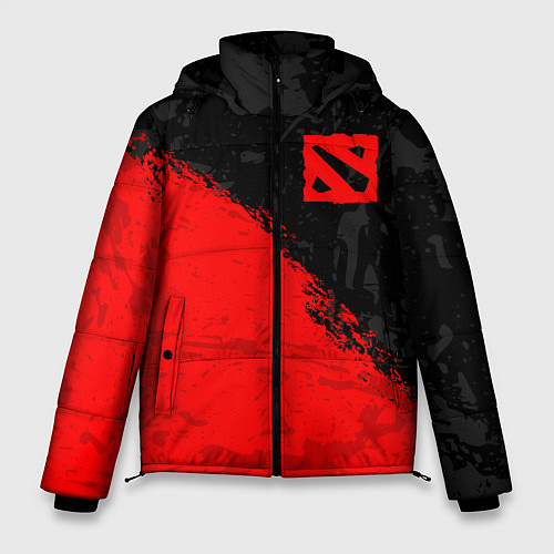Мужская зимняя куртка DOTA 2 RED LOGO, БРЫЗГИ КРАСОК / 3D-Черный – фото 1