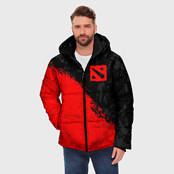 Куртка зимняя мужская DOTA 2 RED LOGO, БРЫЗГИ КРАСОК, цвет: 3D-светло-серый — фото 2