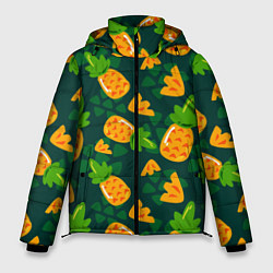 Куртка зимняя мужская Ананасы Много ананасов, цвет: 3D-черный