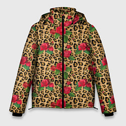 Куртка зимняя мужская Шкура Леопарда в Цветах, цвет: 3D-светло-серый