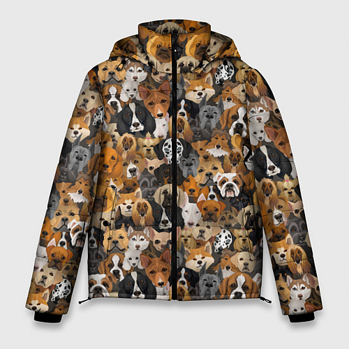 Мужская зимняя куртка Собаки Разные Породы / 3D-Черный – фото 1