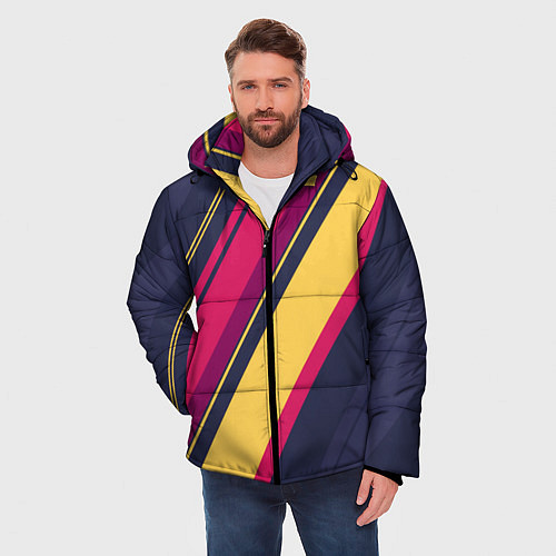 Мужская зимняя куртка Геометрический Строй / 3D-Светло-серый – фото 3