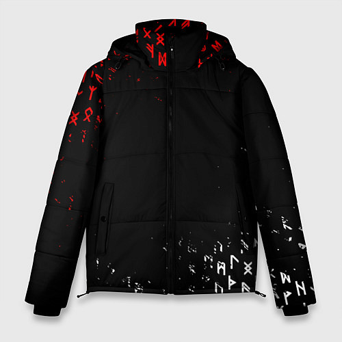 Мужская зимняя куртка КРАСНО БЕЛЫЕ РУНЫ / 3D-Черный – фото 1