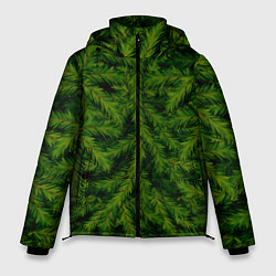 Куртка зимняя мужская Текстура Ели Елка Паттерн, цвет: 3D-черный