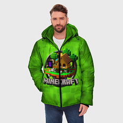 Куртка зимняя мужская Minecraft Logo Green, цвет: 3D-красный — фото 2