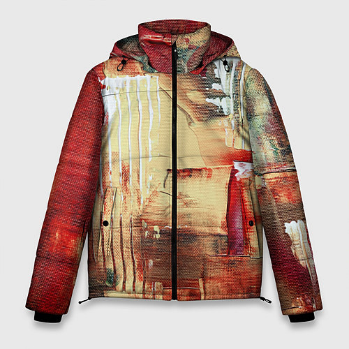 Мужская зимняя куртка Мазки краски красный / 3D-Черный – фото 1