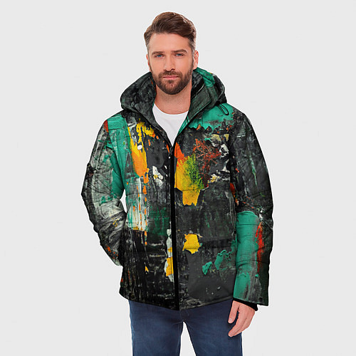 Мужская зимняя куртка Пятна краски / 3D-Светло-серый – фото 3