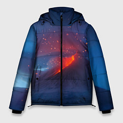 Куртка зимняя мужская Извержение вулкана ночью, цвет: 3D-красный