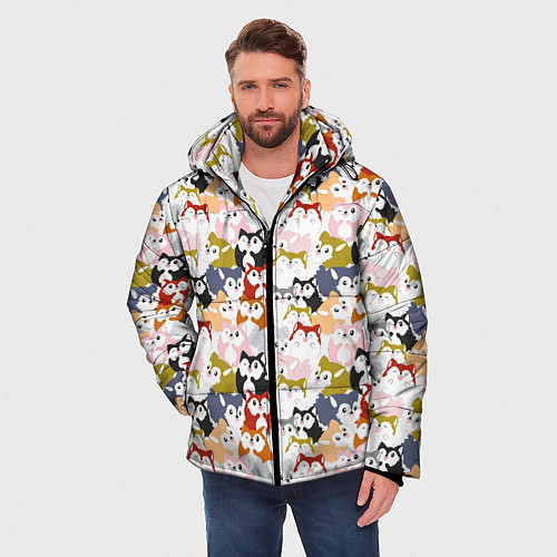Мужская зимняя куртка Мультяшные Лисята / 3D-Светло-серый – фото 3