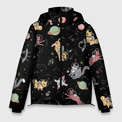 Мужская зимняя куртка Космические коты / 3D-Черный – фото 1