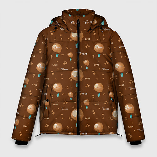 Мужская зимняя куртка Воздушные шары для любителей кофе / 3D-Черный – фото 1