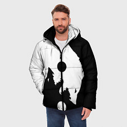 Куртка зимняя мужская Волки Инь и Янь Добро и Зло, цвет: 3D-черный — фото 2