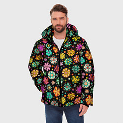 Куртка зимняя мужская Night flowеrs, цвет: 3D-черный — фото 2
