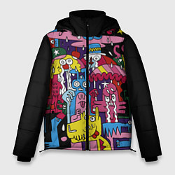 Куртка зимняя мужская Разноцветные монстры, цвет: 3D-черный