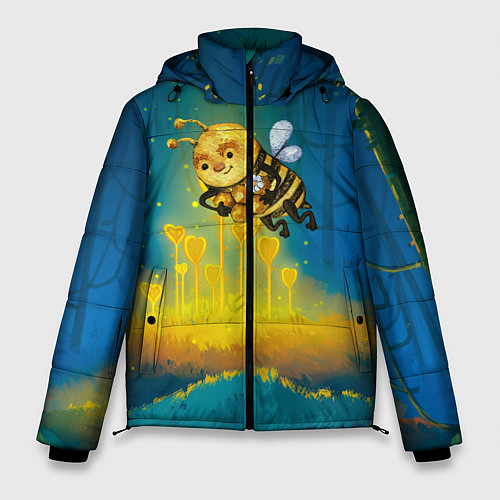 Мужская зимняя куртка Пчёла с сотами / 3D-Светло-серый – фото 1