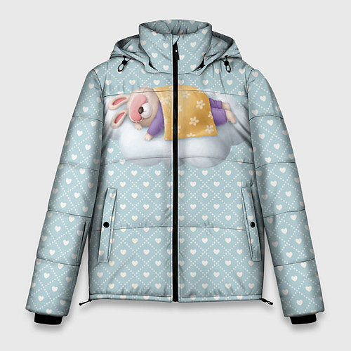 Мужская зимняя куртка Спящий кролик / 3D-Черный – фото 1