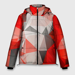 Куртка зимняя мужская Красно-серая геометрия, цвет: 3D-красный