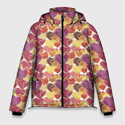 Куртка зимняя мужская Красивые Сердечки LOVE, цвет: 3D-красный