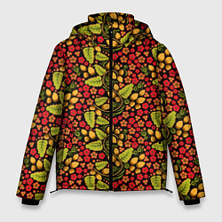 Куртка зимняя мужская Русский Орнамент - Хохломская Роспись, цвет: 3D-красный