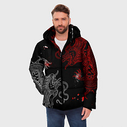 Куртка зимняя мужская Китайский дракон Красно - Белый, цвет: 3D-светло-серый — фото 2