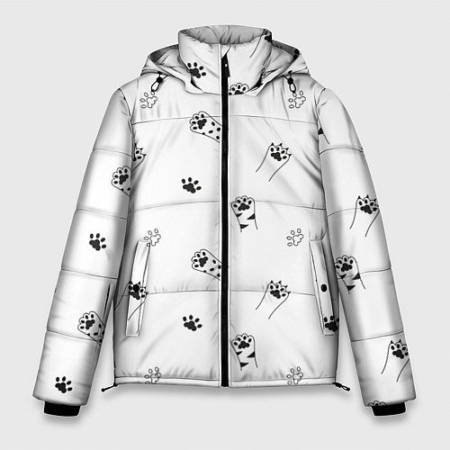 Мужская зимняя куртка Паттерн - кошачьи лапки 3D / 3D-Черный – фото 1