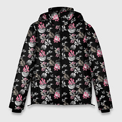 Мужская зимняя куртка Абстрактный черно-розовый узор