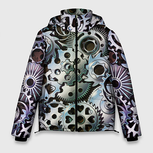 Мужская зимняя куртка Стимпанк шестеренки Steampunk / 3D-Черный – фото 1