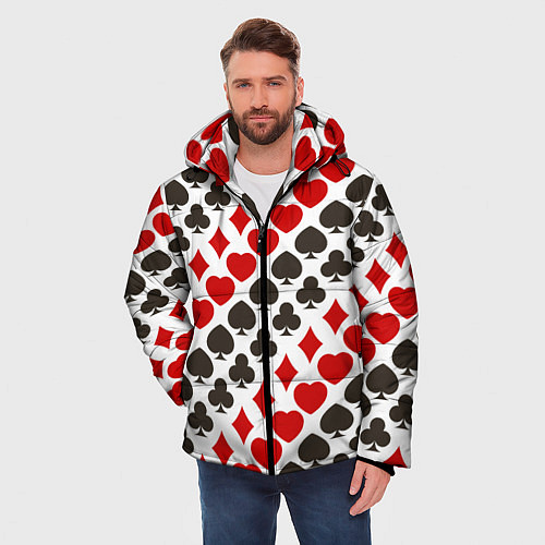 Мужская зимняя куртка Карточные Масти Card Suits / 3D-Светло-серый – фото 3