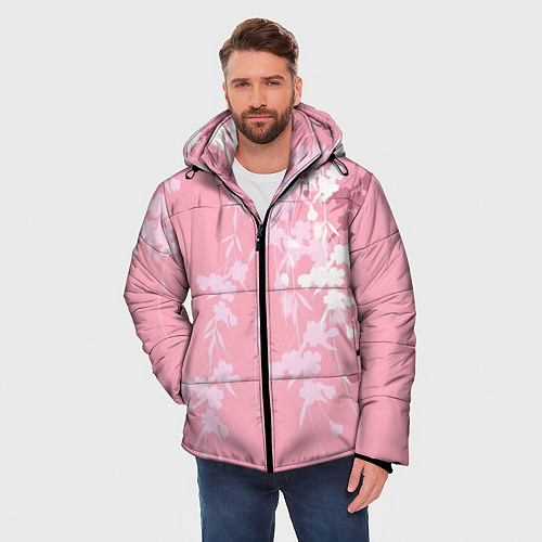 Мужская зимняя куртка Цветущая ива / 3D-Светло-серый – фото 3