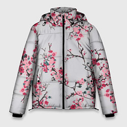 Куртка зимняя мужская Цветущие ветви, цвет: 3D-красный