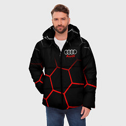 Куртка зимняя мужская АУДИ Autosport Соты, цвет: 3D-светло-серый — фото 2