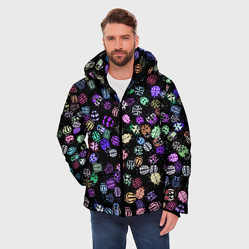 Мужская зимняя куртка Неоновые жуки / 3D-Светло-серый – фото 3