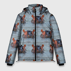 Мужская зимняя куртка Бегемоты в воде